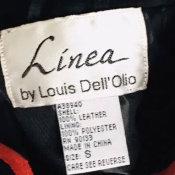 LINEA by Louis Dell'Olio Black Leather Jacket Sz S Leather Suede Black Red EUC! - Picture 6 of 6